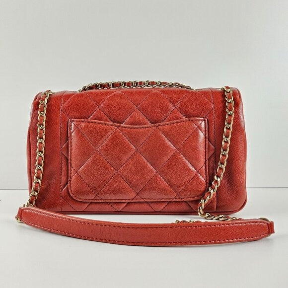 Chanel Small Diana Leather Red Brown Shoulder Bag