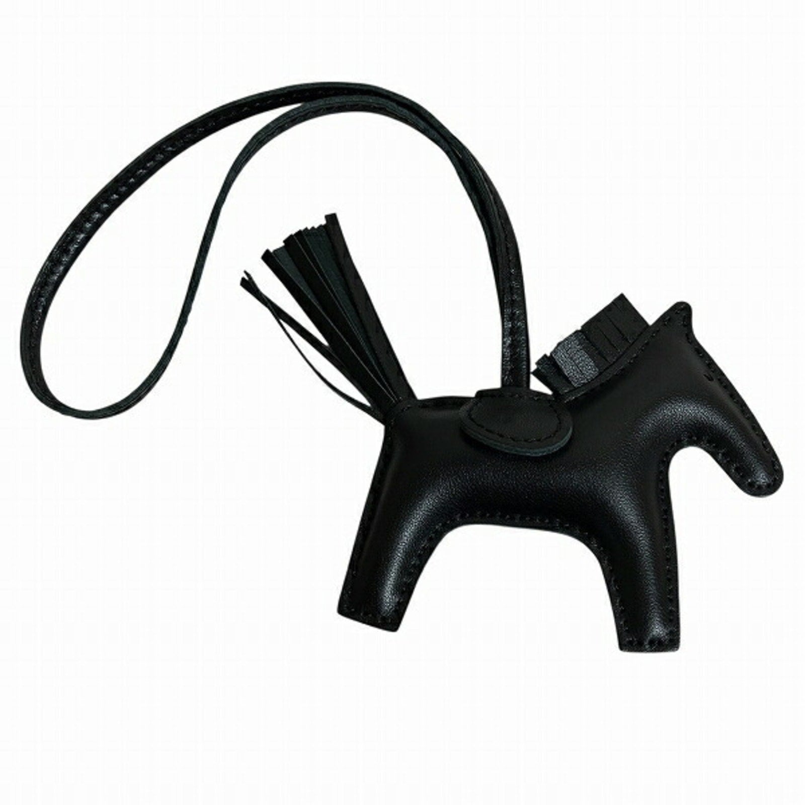 Hermes Milo Lambskin Grigri Rodeo Horse Bag Charm PM So Black