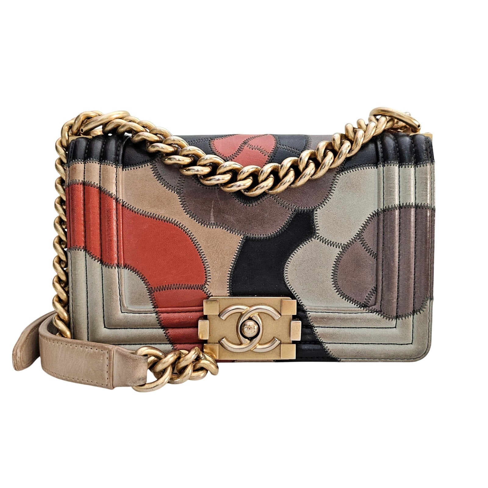 Chanel Lambskin Suede Patchwork Small Act I Camellia Boy Flap
