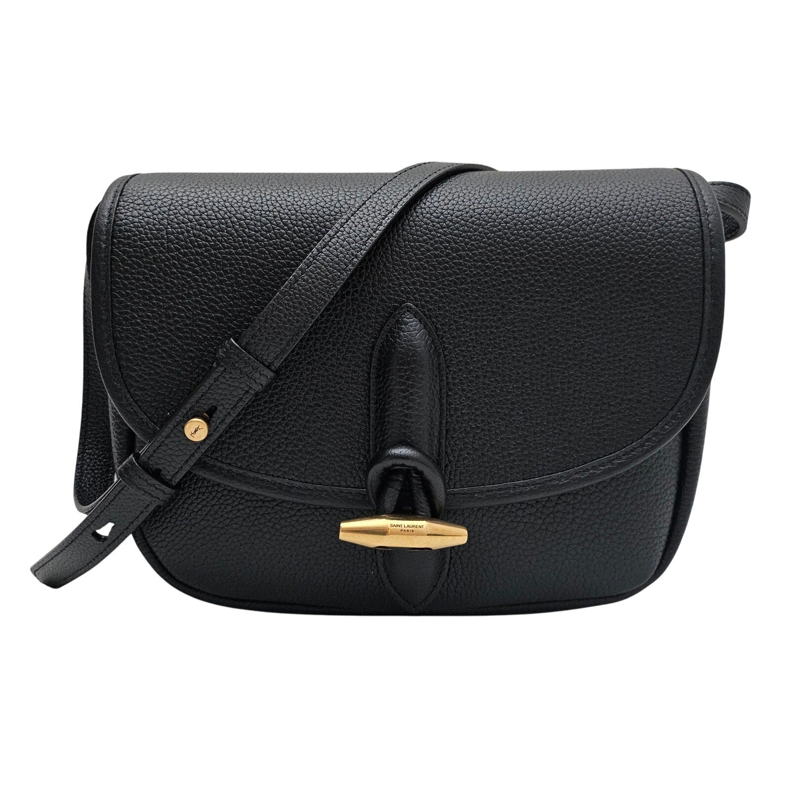 Saint Laurent Grained Calfskin Le Caban Satchel Bag Black