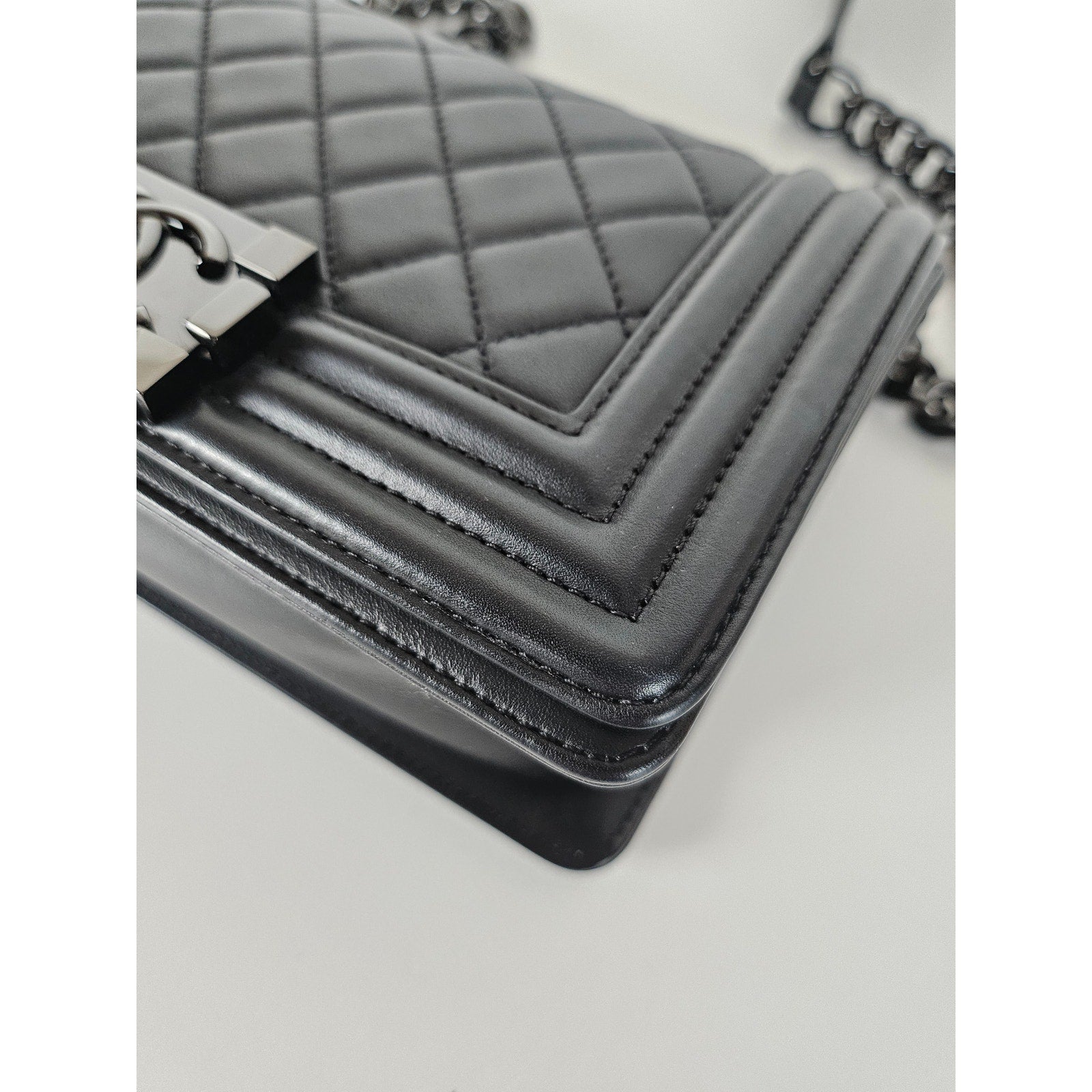 Chanel So Black Small Boy Lambskin Shoulder Bag