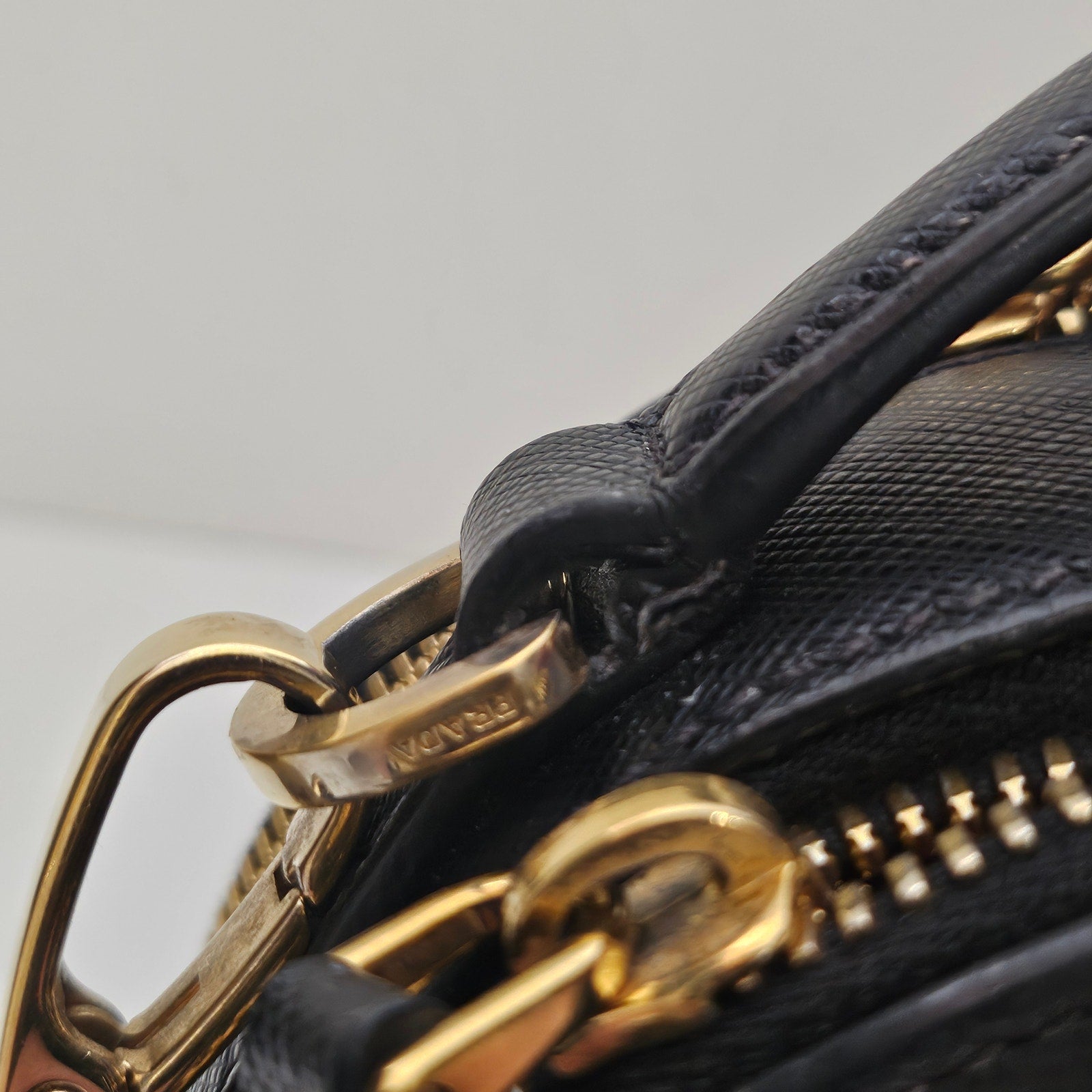 Prada Saffiano Leather Odette Heart Crossbody Black