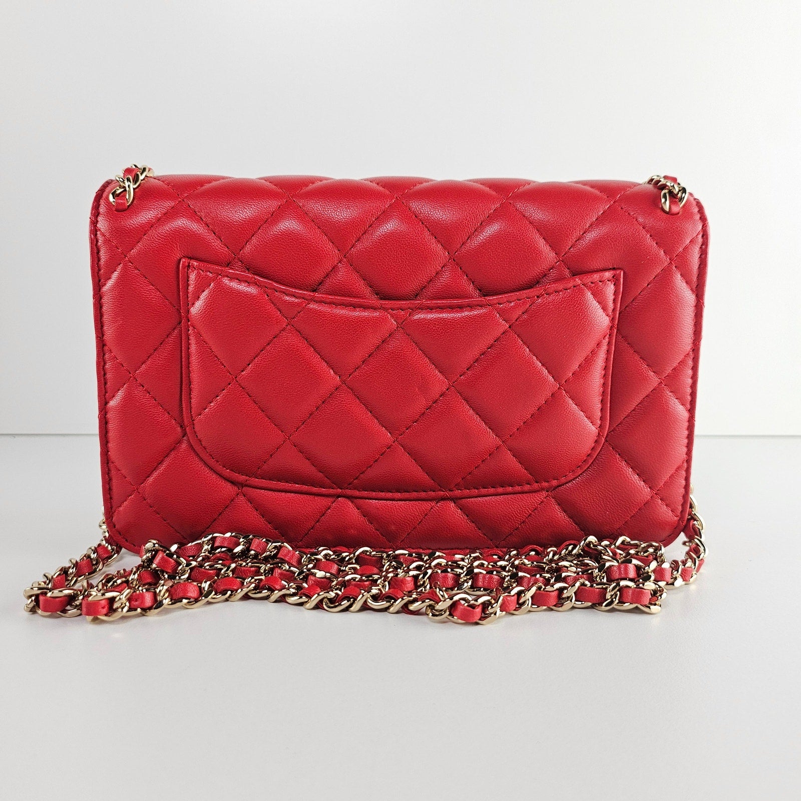 Chanel Chain Around Wallet on Chain Quilted Lambskin Red