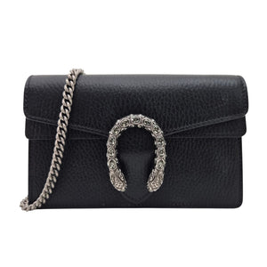 Gucci GG Leather Super Mini Dionysus Crossbody Bag Black