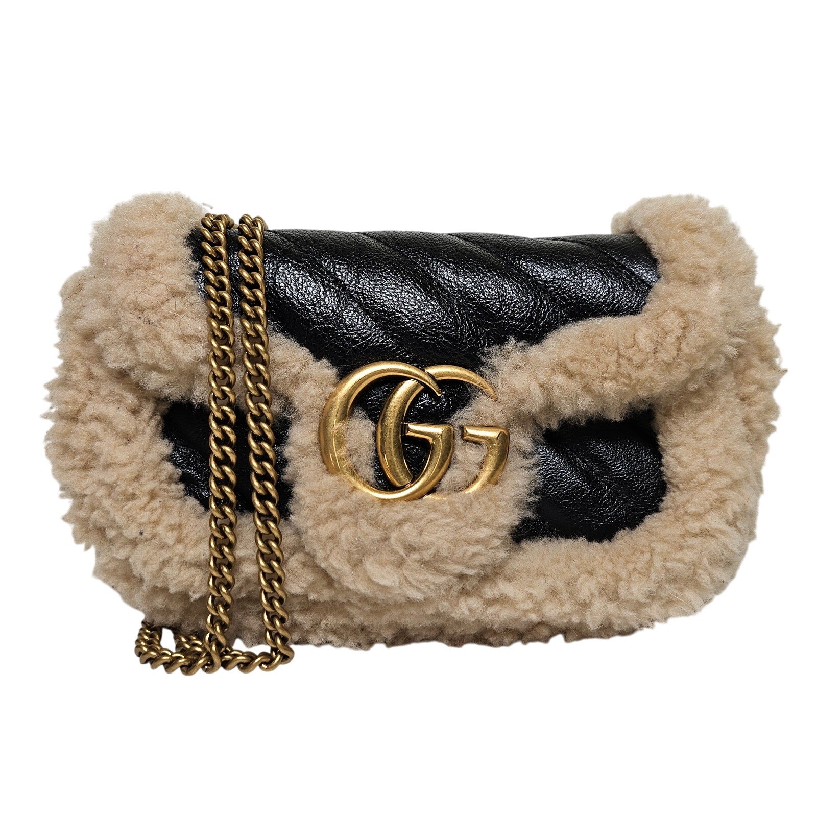 Gucci GG Marmont Shearling Super Mini Flap Bag