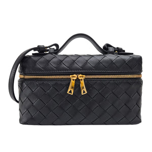 Bottega Veneta Calfskin Intrecciato Bang Bang Vanity Case Black
