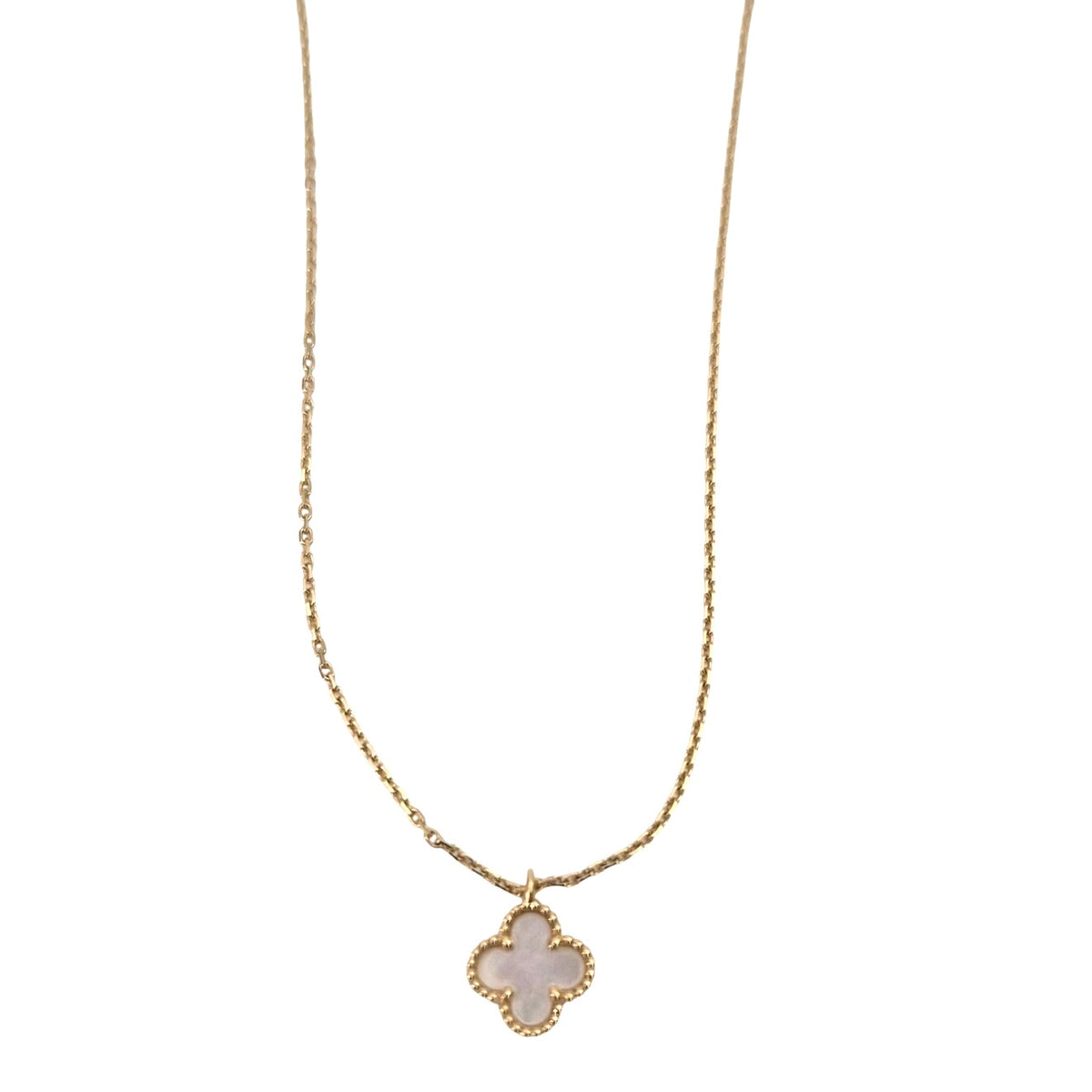 Van Cleef & Arpels 18K Yellow Gold Mother of Pearl Sweet Alhambra Pendant Necklace