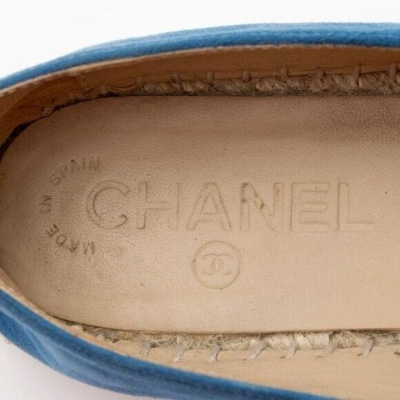 Chanel Blue Suede Cc Logo Espadrilles US 7 / EU 37