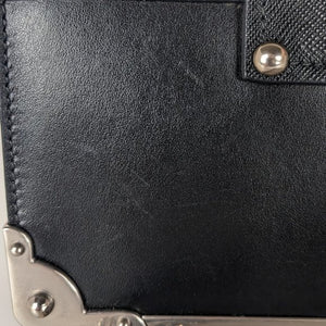Prada Black Small Astrology Cahier Silver Hardware Leather Crossbody Bag