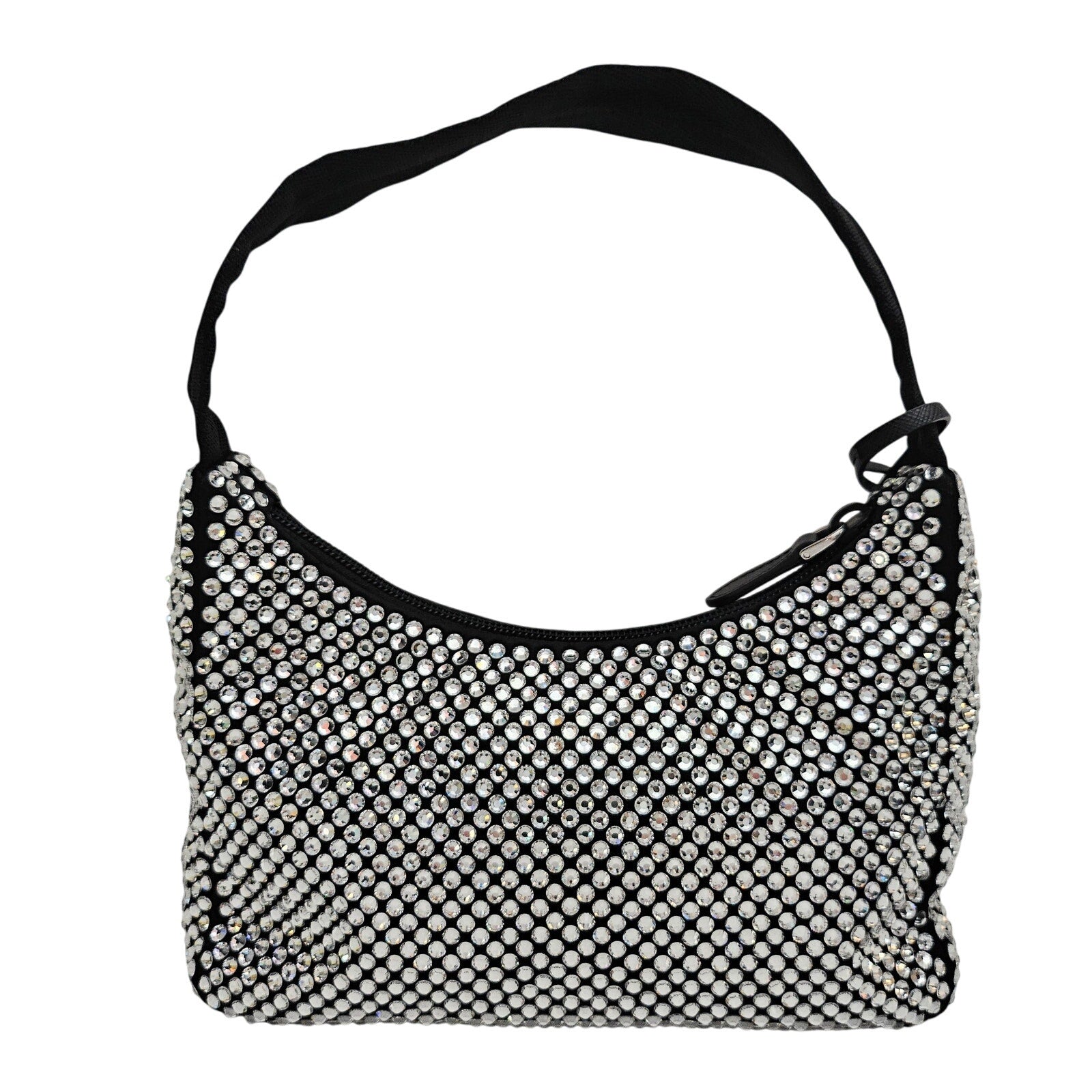 Prada Satin Crystal Mini Re-Edition 2000 Bag Black