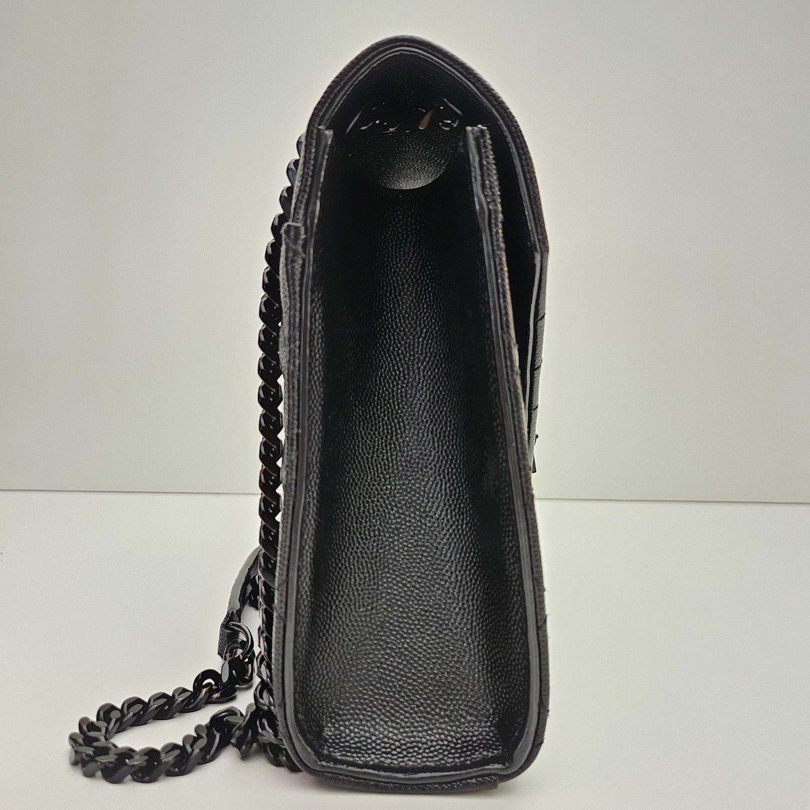 Saint Laurent Grain De Poudre Matelasse Triquilt Medium Monochrome Satchel Black