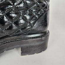Load image into Gallery viewer, Chanel 21A CC Shiny Calfskin Quilted Lace Up Combat Boots US 8.5 / EU 38.5
