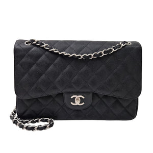 Chanel Caviar Leather Quilted Jumbo Double Classic Flap Black