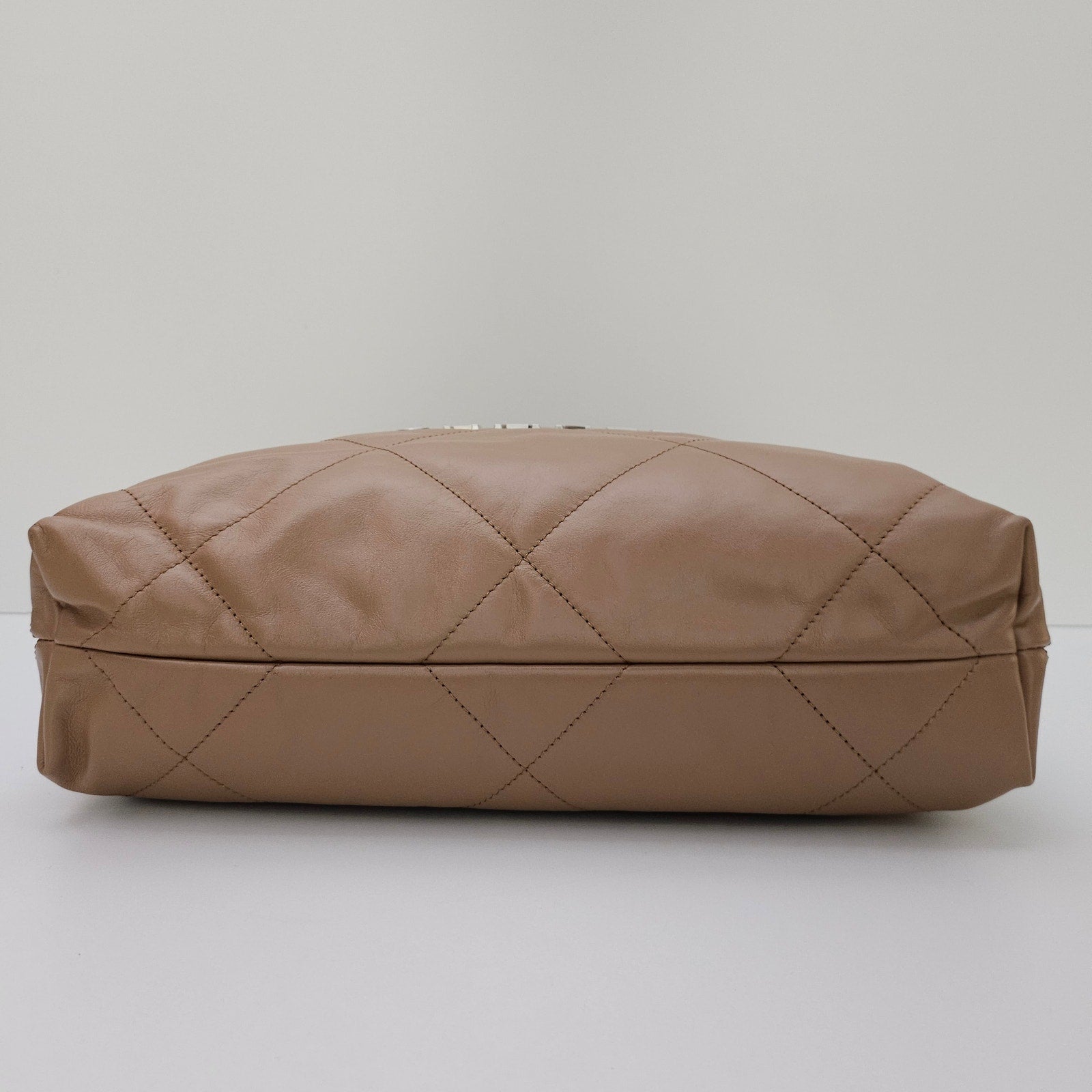 Chanel Shiny Calfskin Quilted Small Chanel 22 Hobo Beige Brown