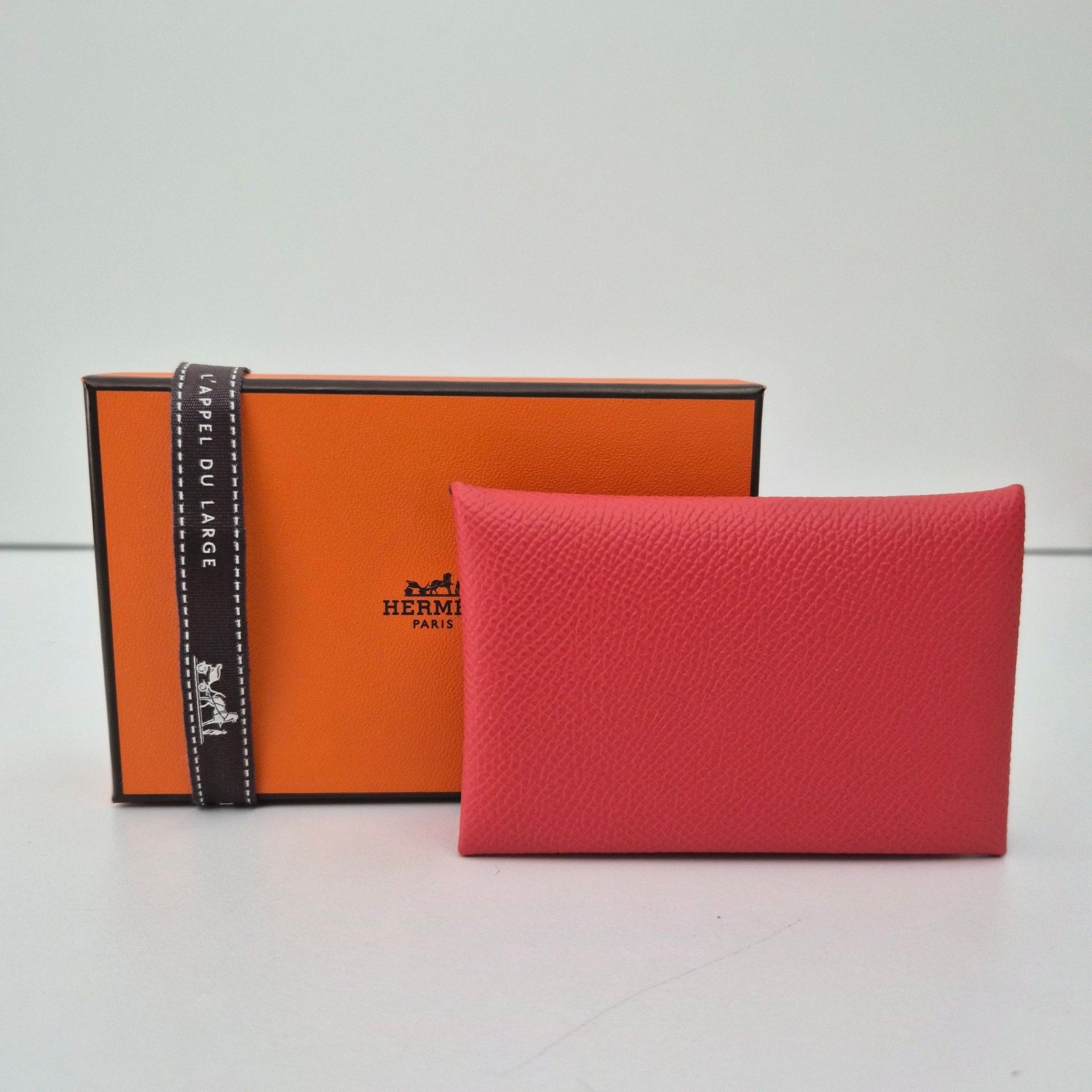Hermes Epsom Calvi Duo Card Case Capucine