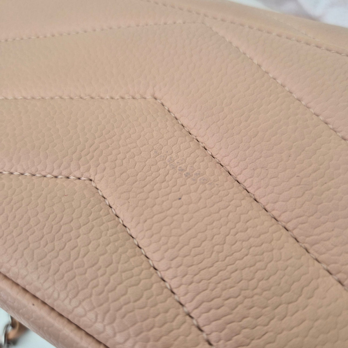 Chanel Caviar Chevron Quilted Small Single Flap Light Pink