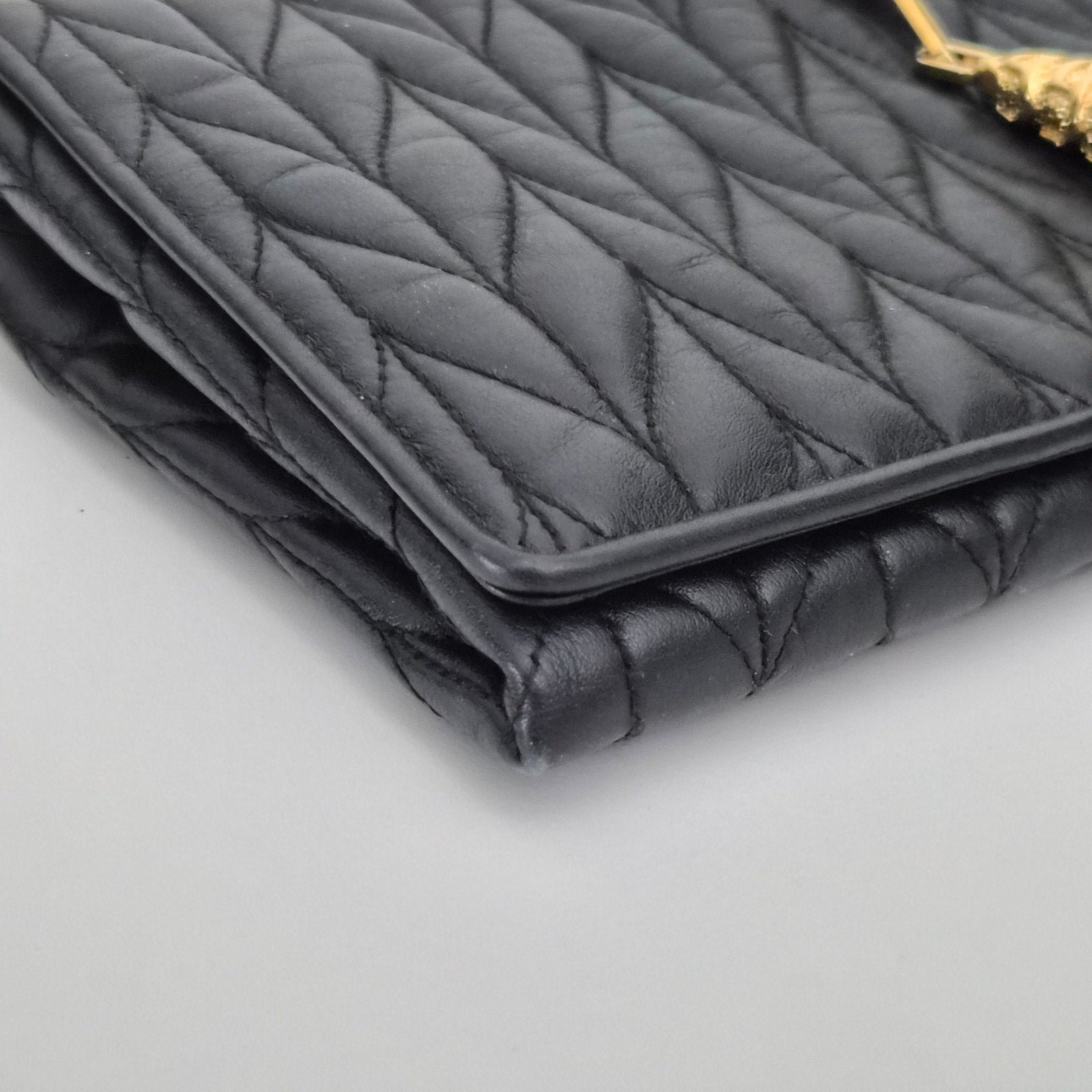 Gucci Vintage Quilted Chevron Leather Lion Charm Crossbody
