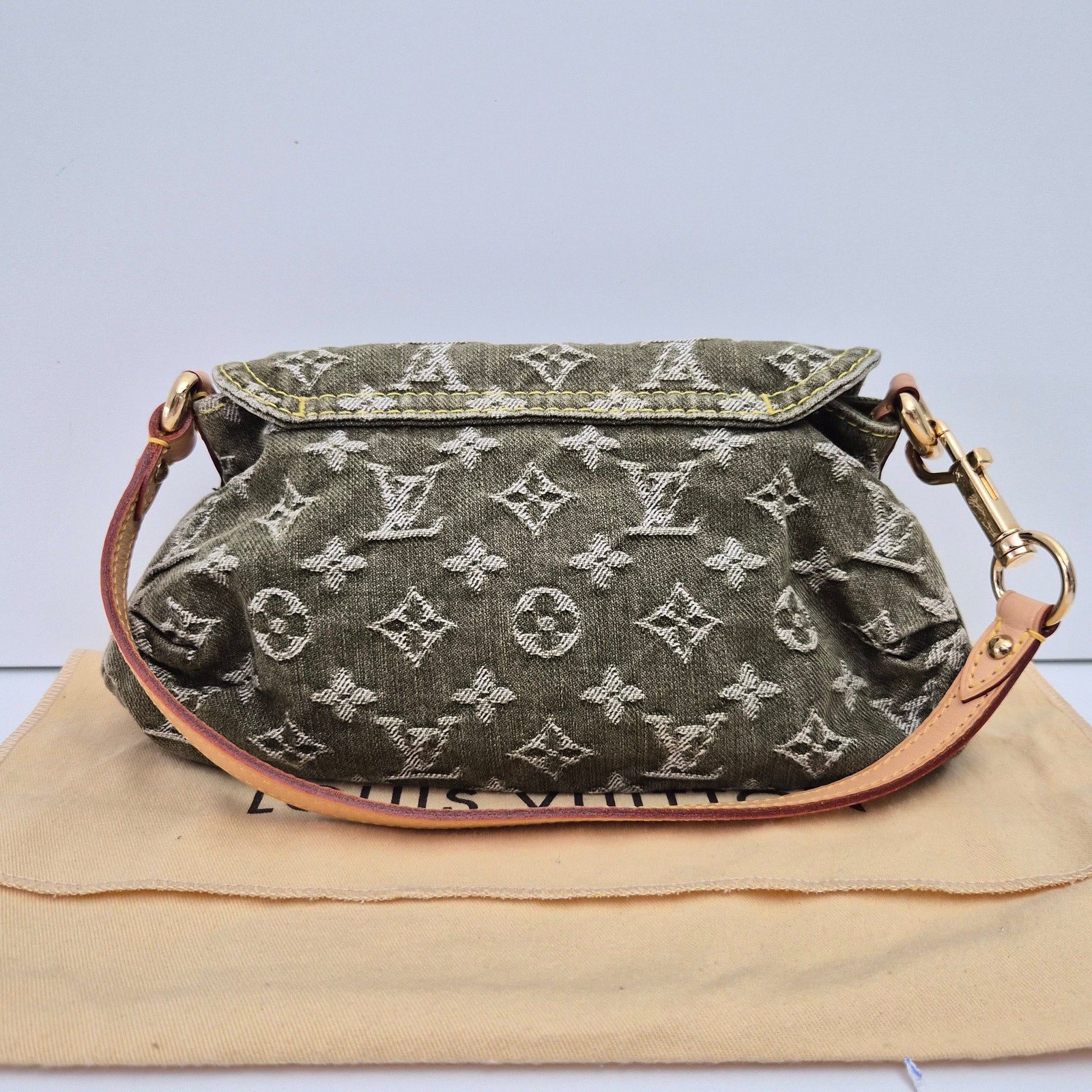 Louis Vuitton Green Denim Mini Pleaty Shoulder Bag