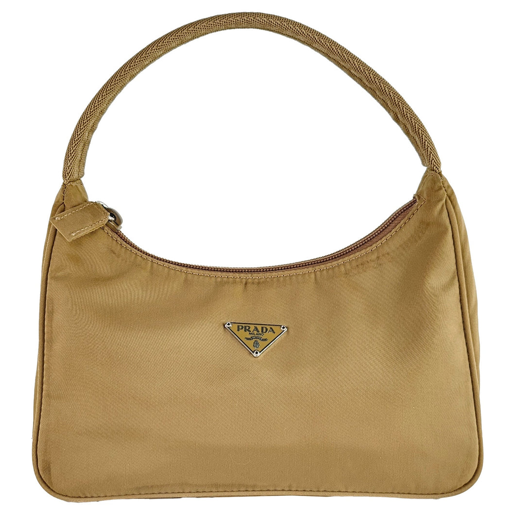 Prada Nylon Mini Hobo Tessuto Tan Shoulder Bag