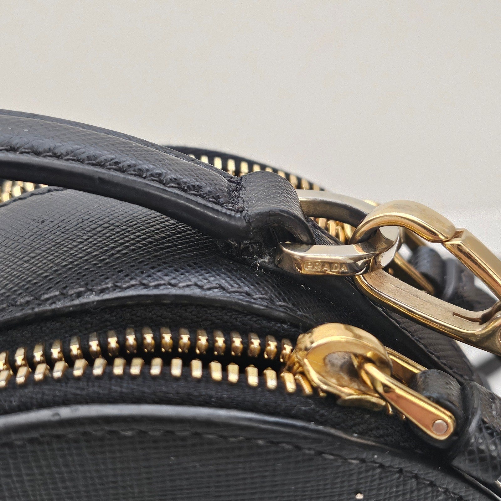 Prada Saffiano Leather Odette Heart Crossbody Black