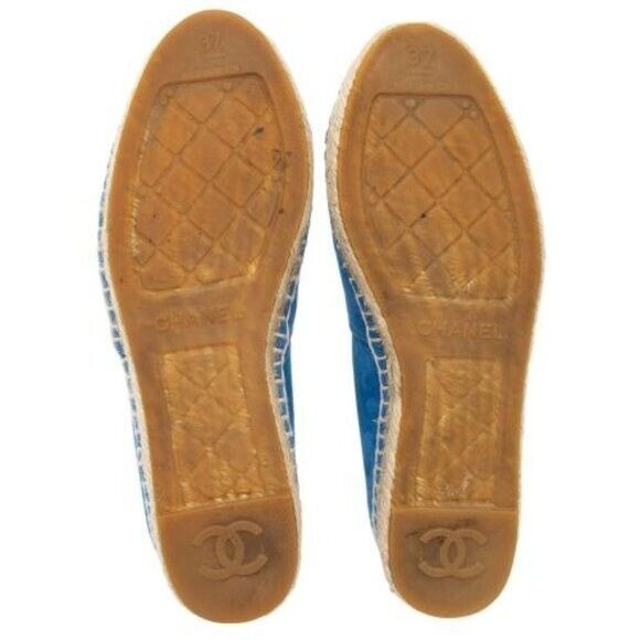 Chanel Blue Suede Cc Logo Espadrilles US 7 / EU 37