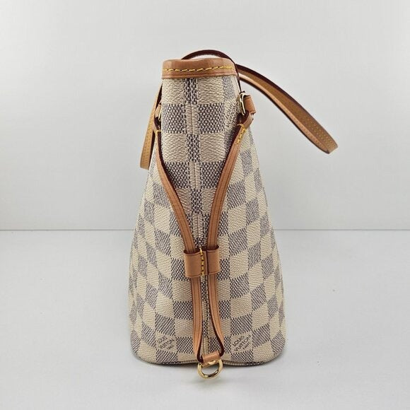 Louis Vuitton Neverfull Pm White Damier Azur Canvas Tote