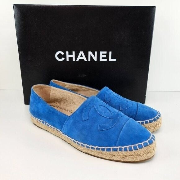 Chanel Blue Suede Cc Logo Espadrilles US 7 / EU 37