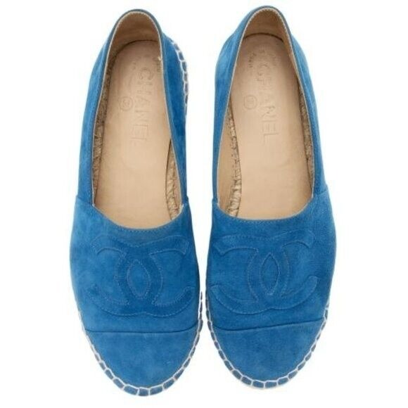 Chanel Blue Suede Cc Logo Espadrilles US 7 / EU 37