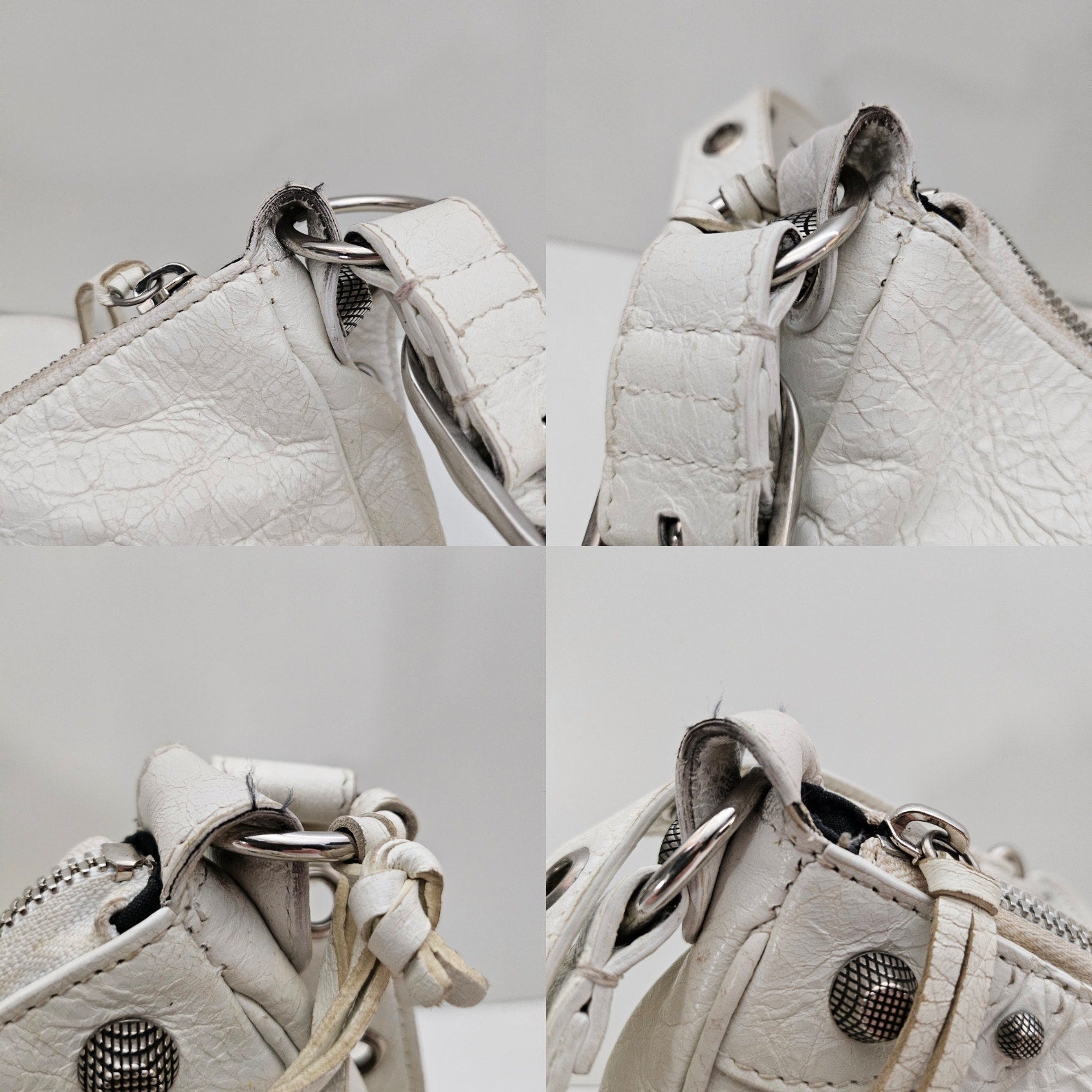 Balenciaga  Agneau Arena Le Cagole Shoulder Bag XS White
