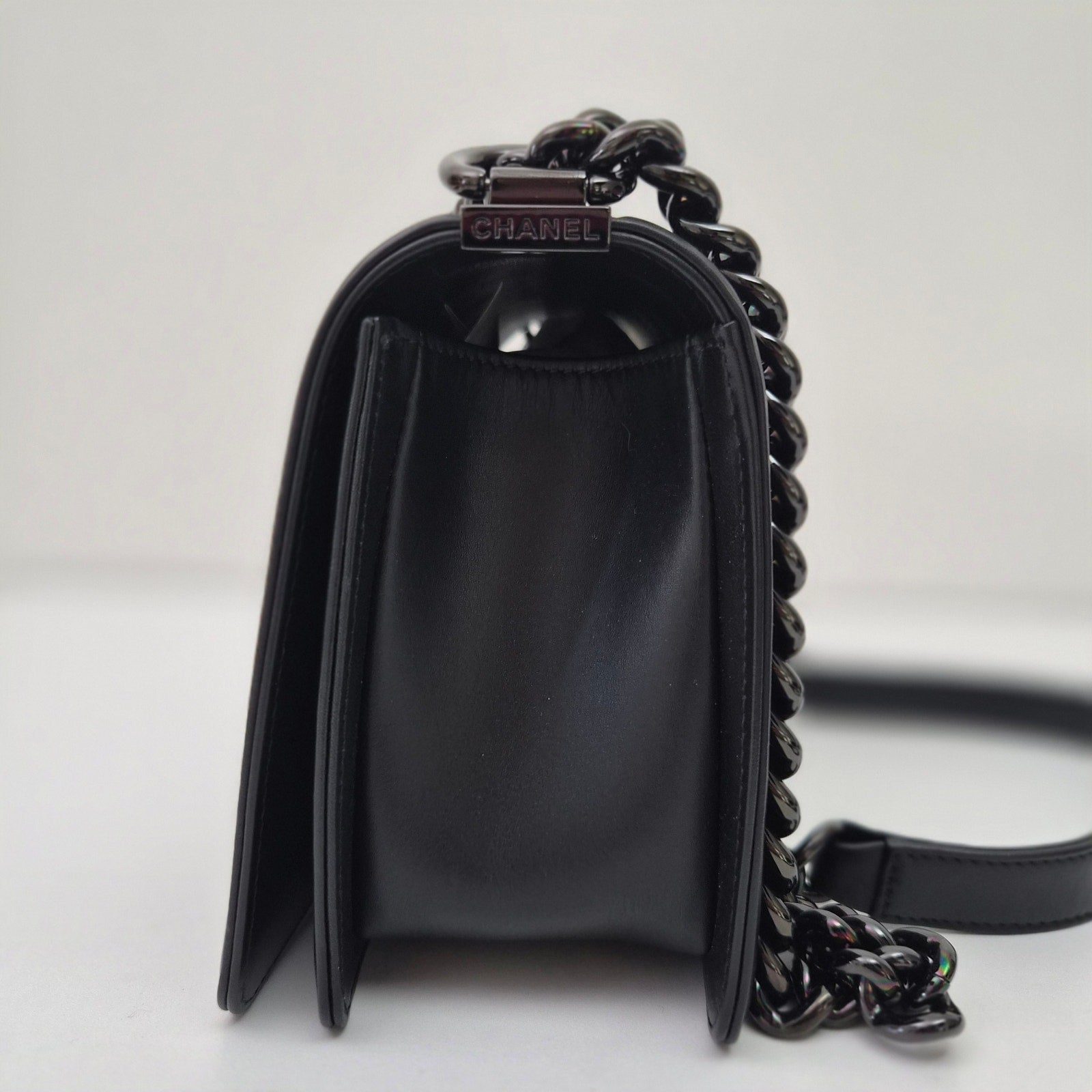 Chanel Iridescent Chevron Medium Boy Bag Black