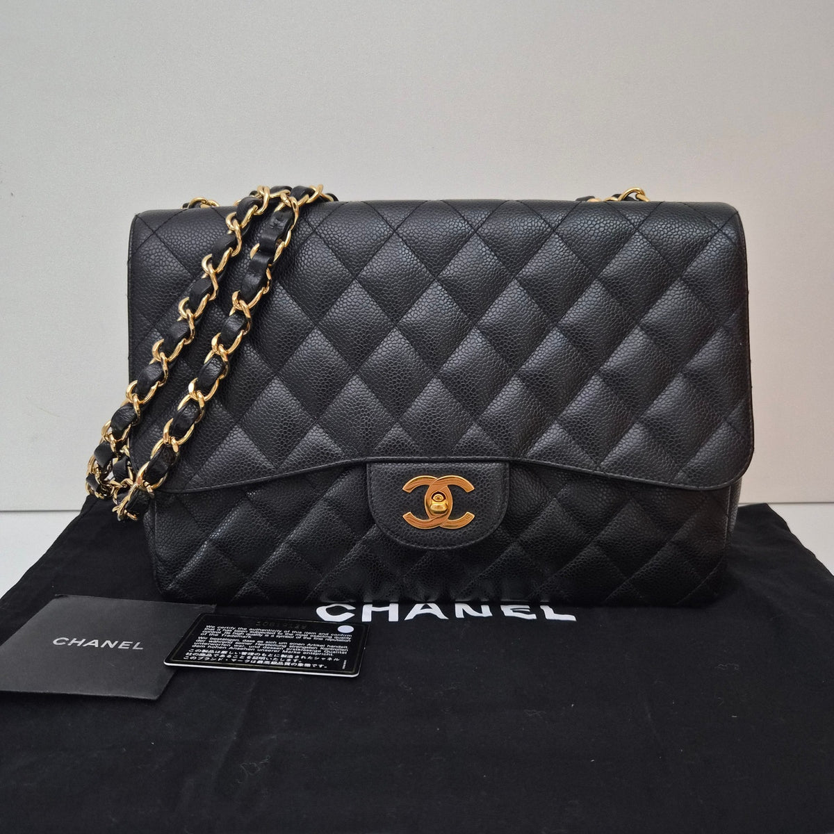 Chanel Caviar Leather Quilted Jumbo Single Flap Black