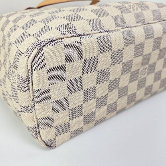 Louis Vuitton Neverfull Pm White Damier Azur Canvas Tote