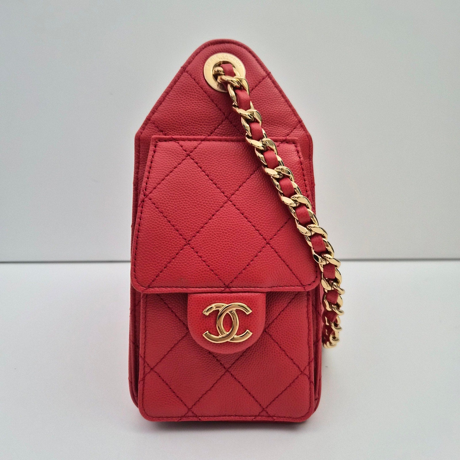 Chanel 25 Mini Red Caviar Shoulder Bag