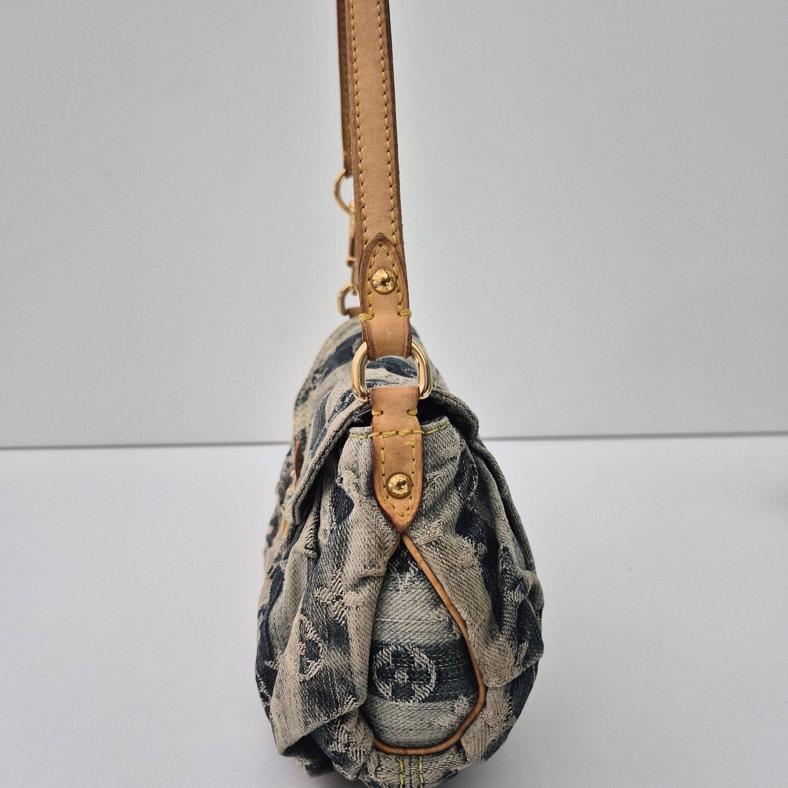 Louis Vuitton Blue Denim Raye Mini Pleaty Shoulder Bag