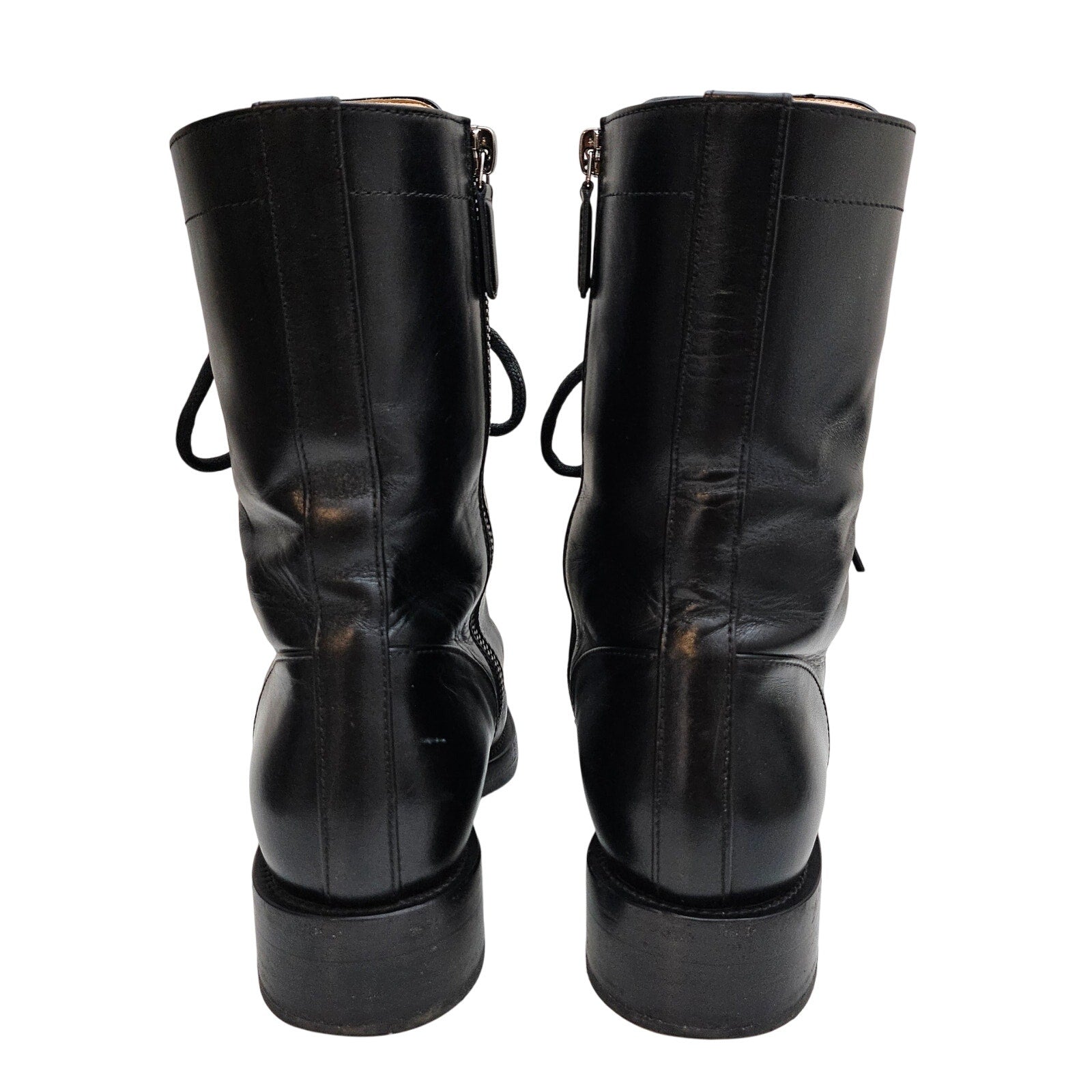 Chanel Black Leather Cc Combat Boots US 8 / EU 38