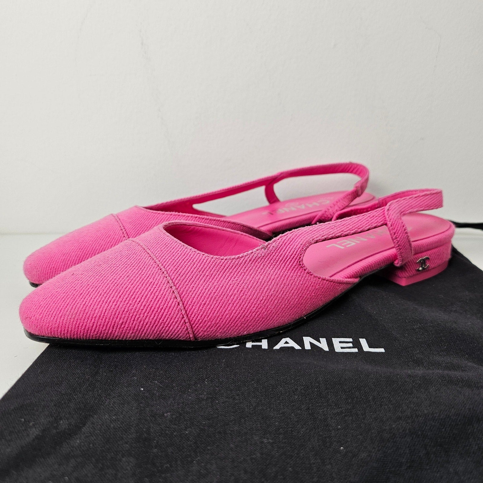 Chanel Denim 21S Cap Toe CC Slingback Pink US 8 / EU 38