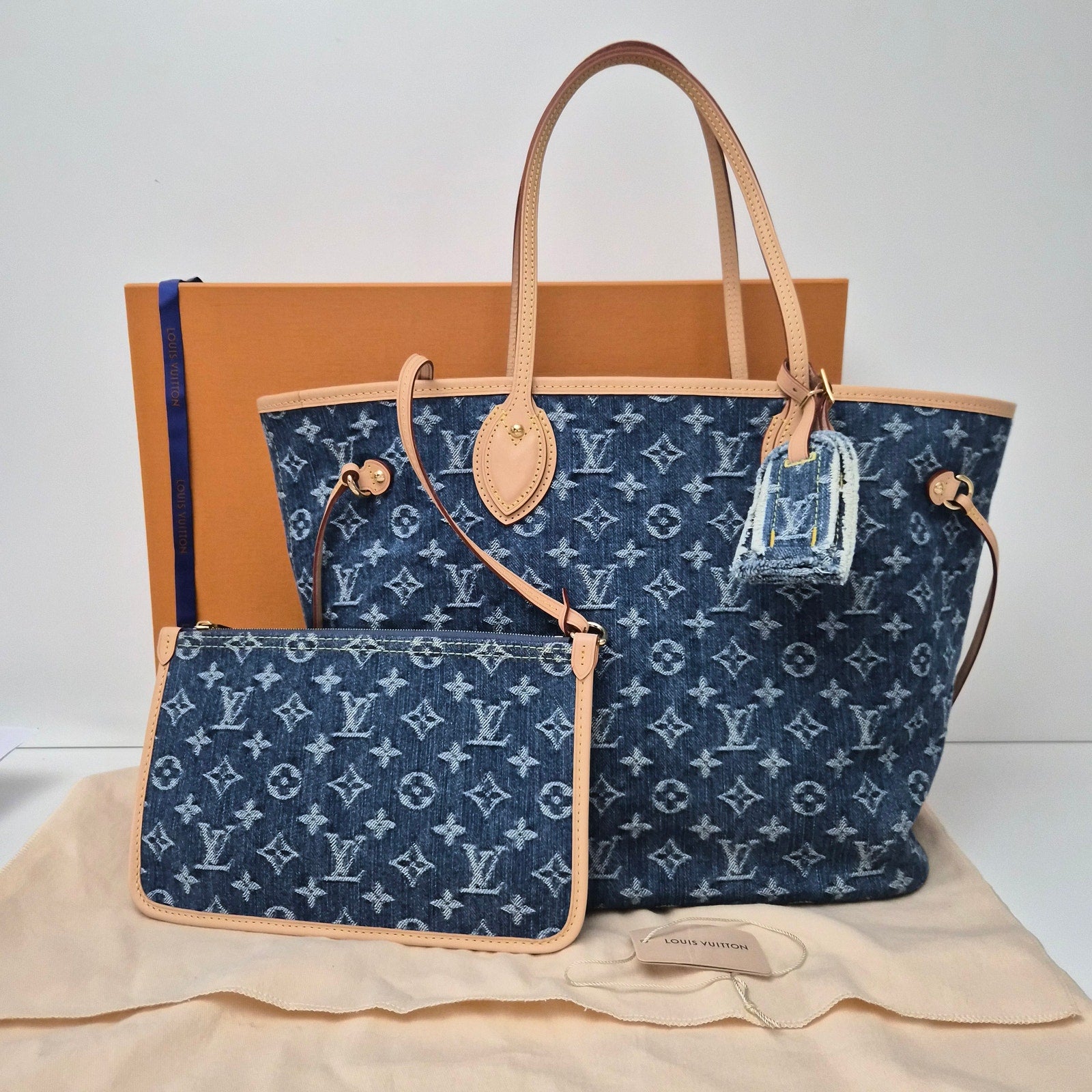 Louis Vuitton Monogram Denim Neo Neverfull MM Blue