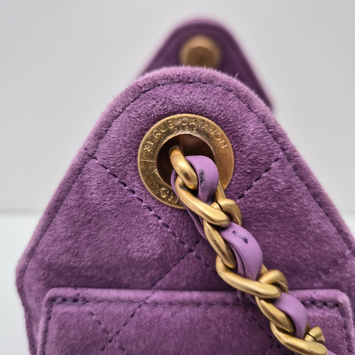 Chanel 25 Mini Purple Suede Shoulder Bag