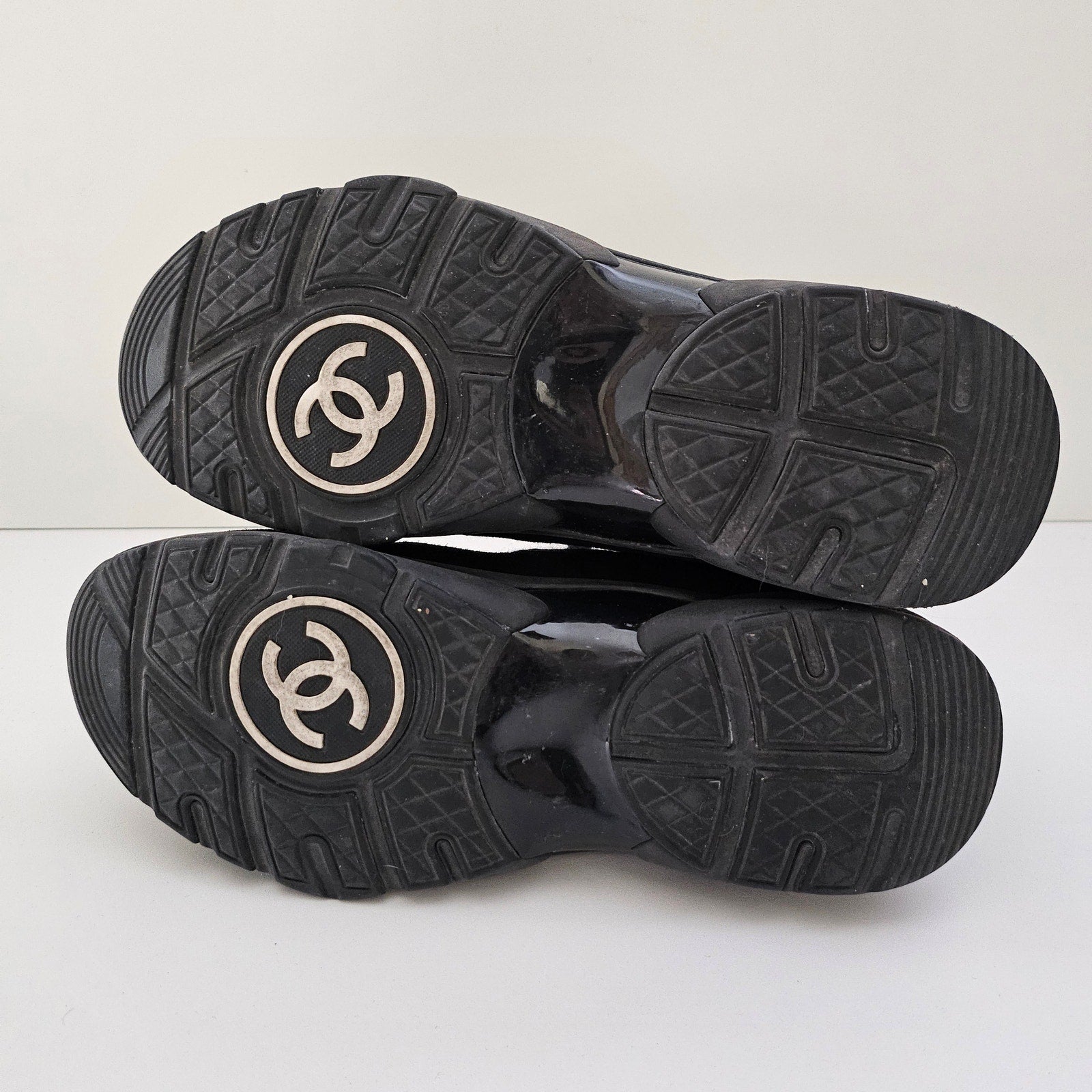 Chanel CC Black Suede Trainer Sneakers US 8.5 / EU 38.5