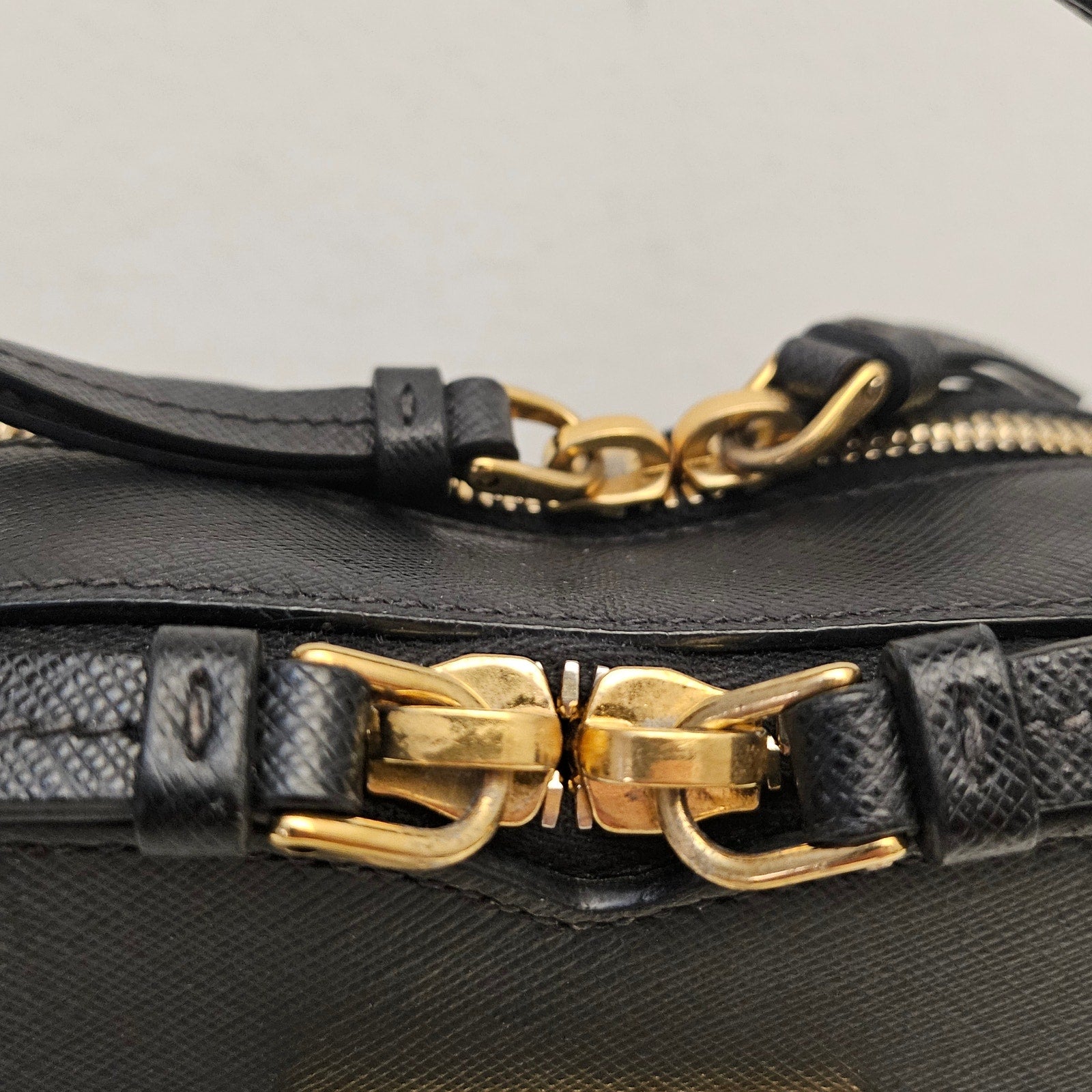 Prada Saffiano Leather Odette Heart Crossbody Black