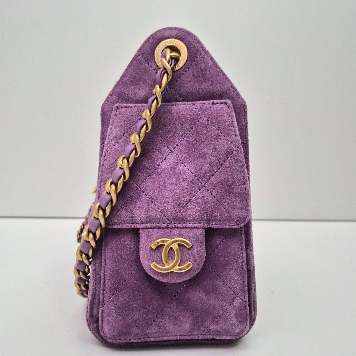 Chanel 25 Mini Purple Suede Shoulder Bag
