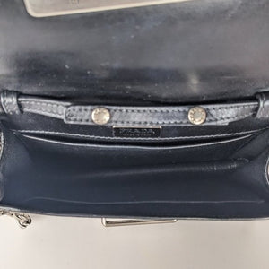 Prada Black Small Astrology Cahier Silver Hardware Leather Crossbody Bag