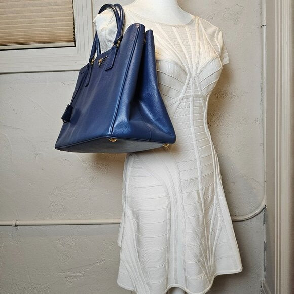 Prada Saffiano Leather Lux Large Tote Blue