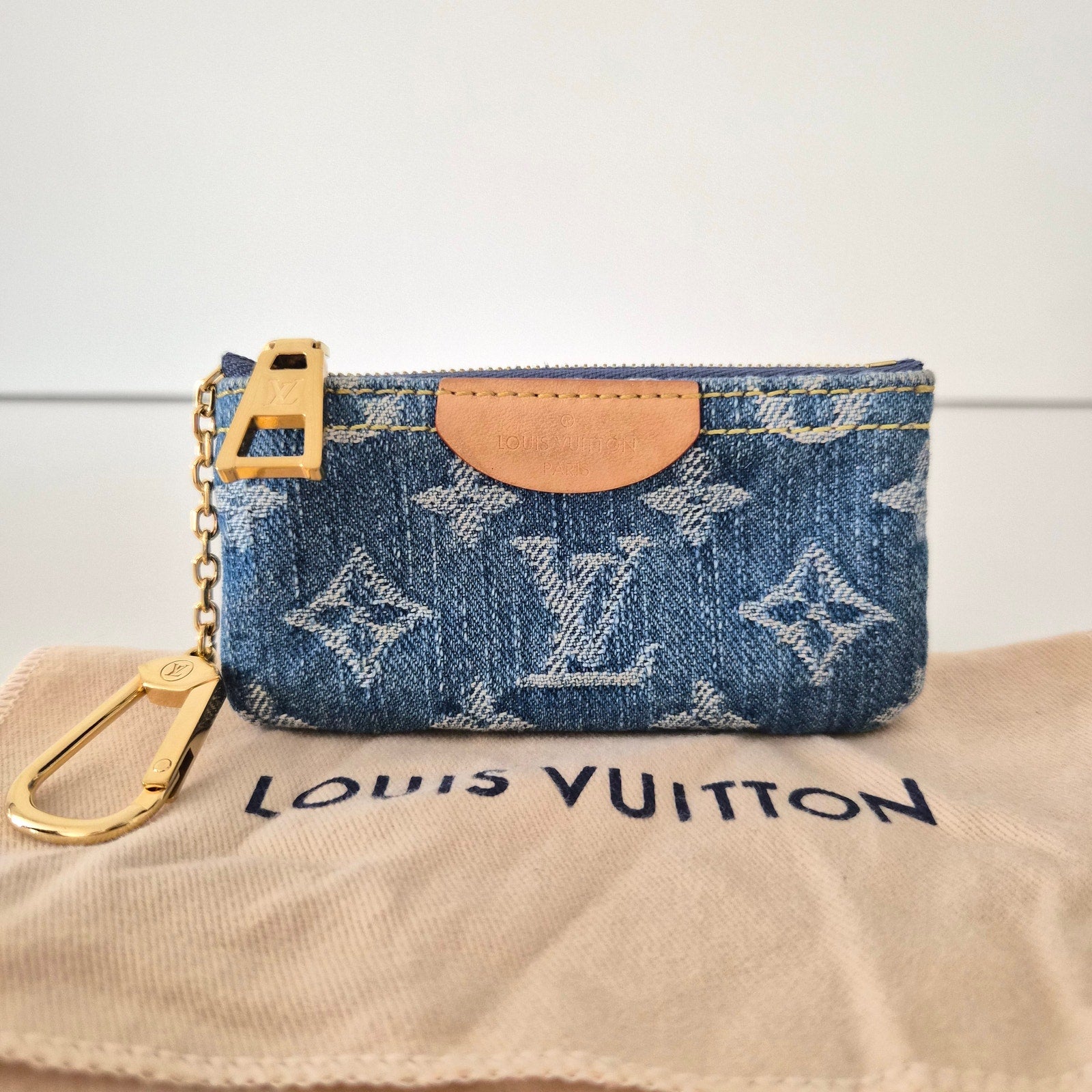 Louis Vuitton Monogram Denim Key Pouch Denim Blue