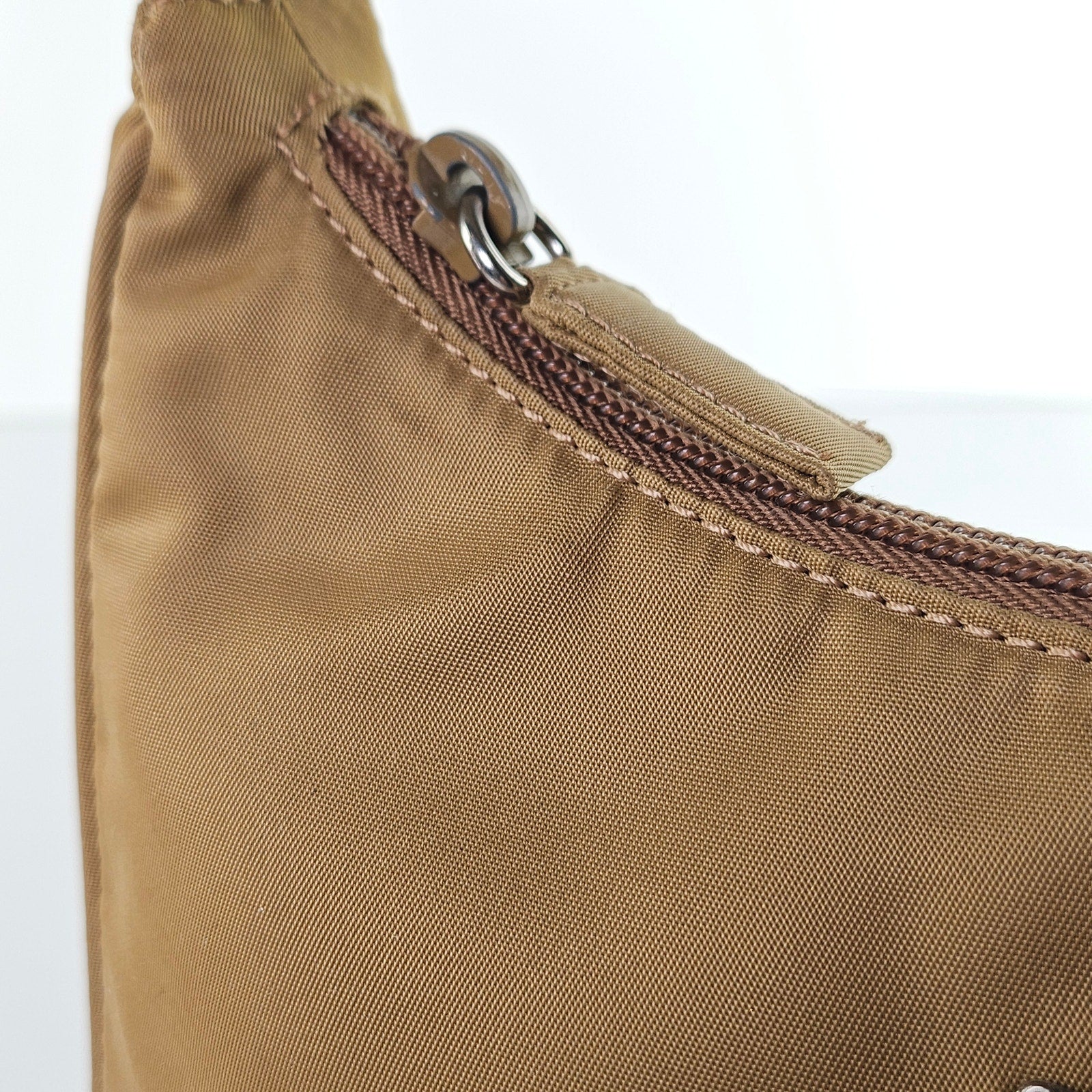 Prada Nylon Mini Hobo Tessuto Tan Shoulder Bag