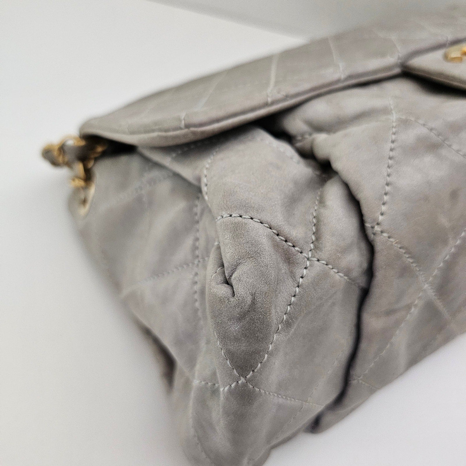 Chanel Grey Calfskin Chic Accordion Small Flap Bag