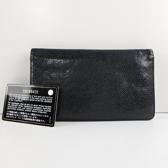 Chanel Caviar Timeless CC Yen Wallet Black