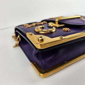 Prada Small Leather Purple Astrology Moon Stars Cahier Crossbody Bag