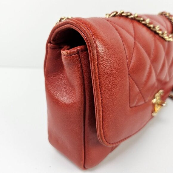 Chanel Small Diana Leather Red Brown Shoulder Bag