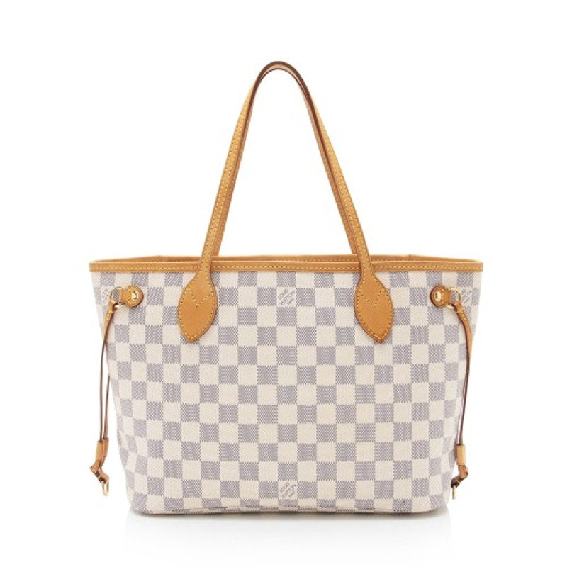 Louis Vuitton Neverfull Pm White Damier Azur Tote